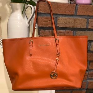 burnt orange tote leather bag